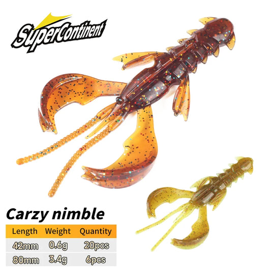 Supercontinent CRAZY nimble Total length 8cm/4.2cm Lobster Soft Lure Fishing Lures Attractive Shrimp odor salt Wobbler