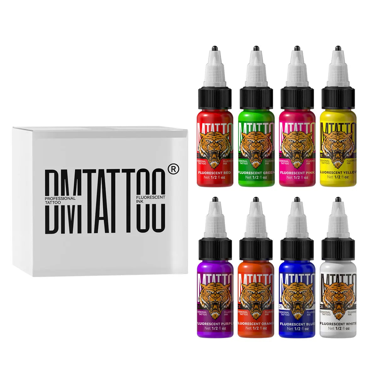 DM Fluorescent Tattoo Ink 15ml 1/8PCS Color Professional Beauty Paints Natural Plant Extract Pigment Body Painting Tattoo Ink