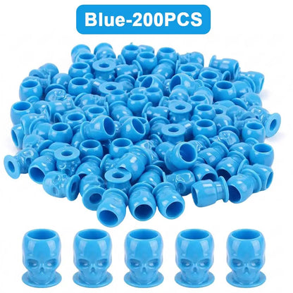 200/100/50PCS Disposable Skull Tattoo Ink Cups Black/White/Pink/Blue Pigment Container Plastic Ink Holder Tattoo Accessories