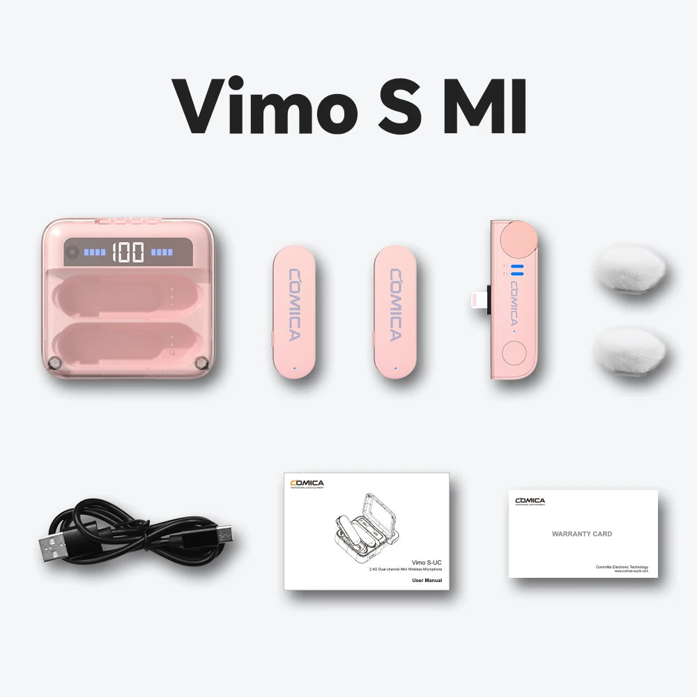 COMICA Vimo S Wireless Lavalier Lapel Microphone for iPhone Android Noise Cancellation Mic for Youtube Tiktok Vlogging Podcast