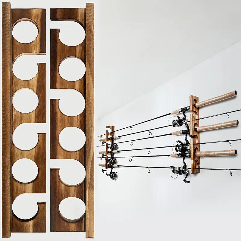 1pair Fishing Rod Holders Up to 6 Rods Fishing Pole Rod Racks Wall or Ceiling Mounted Fishing Pole Rod Holder for Garage Storage