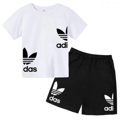 New Children Letter-Print Summer T-shirt Boy Girl Toddler3-12Years Short-Sleeved+Shorts Charming Casual Fashion Sports Brand Set