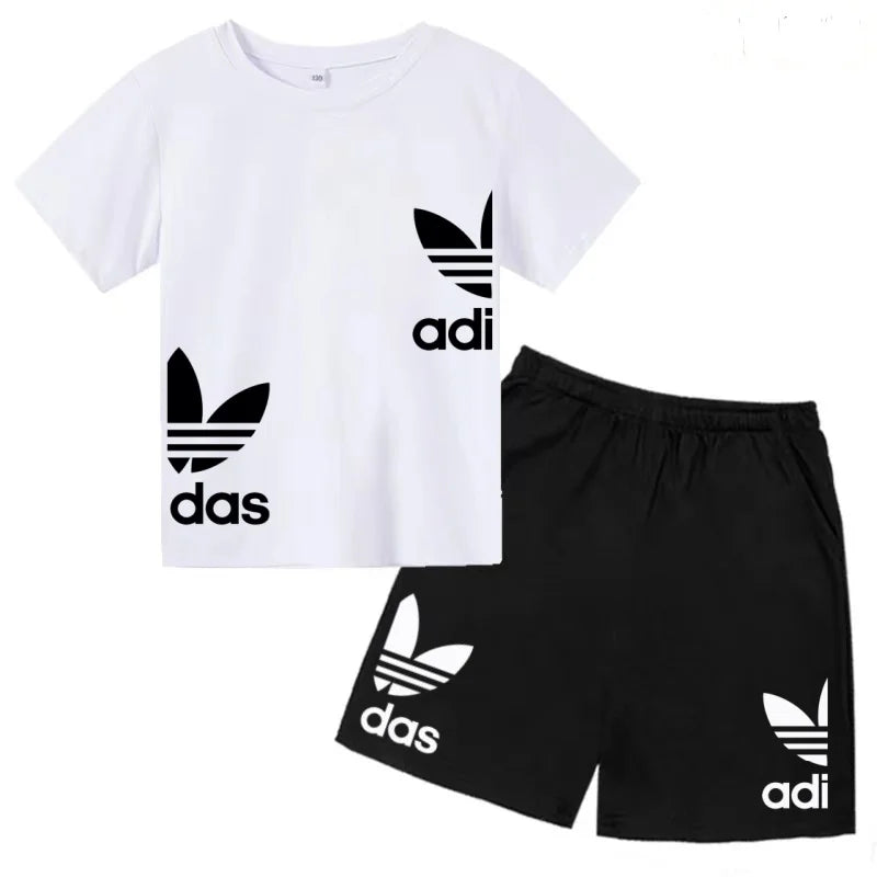 New Children Letter-Print Summer T-shirt Boy Girl Toddler3-12Years Short-Sleeved+Shorts Charming Casual Fashion Sports Brand Set