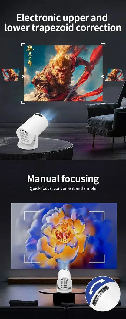 2026 New Mini HY300 Projector Android 13 4K Supported Native 1080P WiFi Bluetooth Home & Outdoor Movie Projector For Bedroom