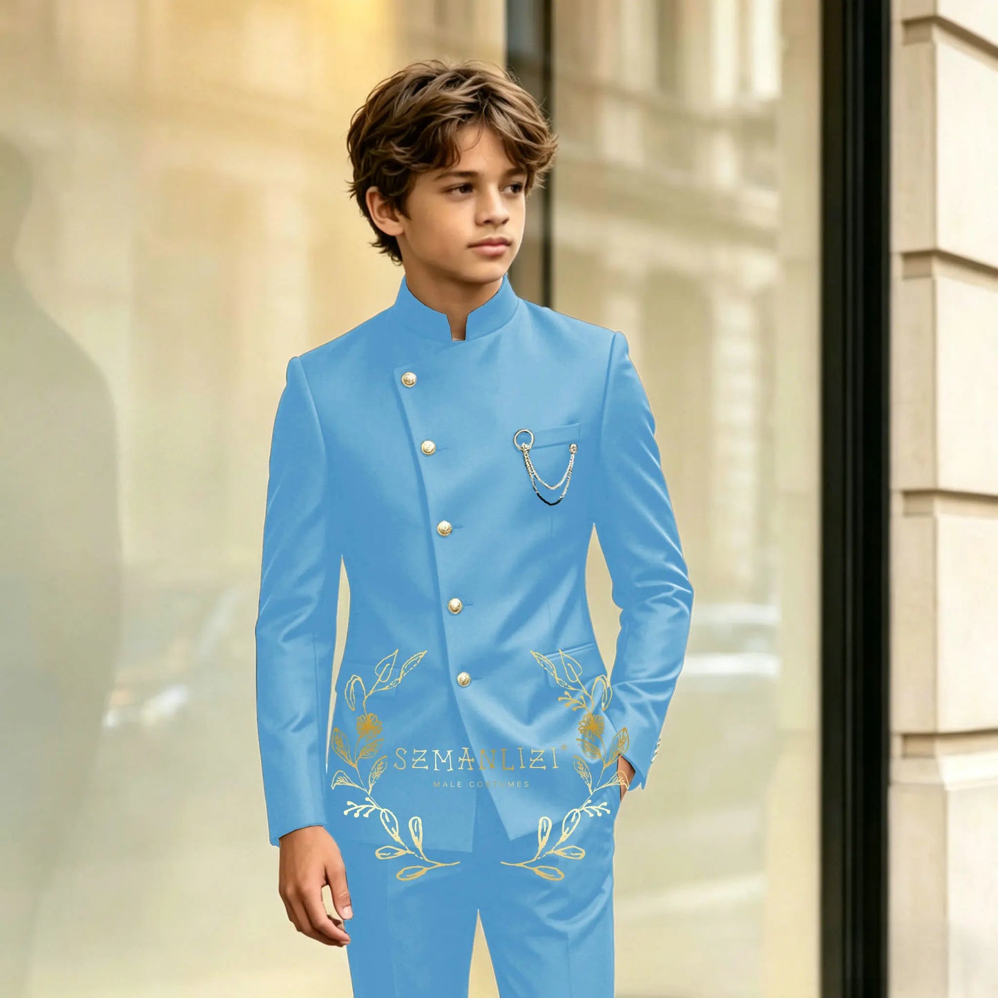 Indian Style Black Child Boy Dinner Tuxedos Little Kids Costume Wedding Party Prom Pants Suits Birthday Wear 2 Pieces Customized