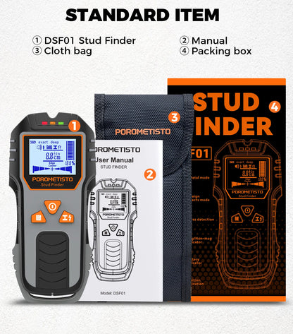 6in1 Stud Finder Wall Scanner Detector Multifunction Wall Scanner for AC Cable Wires Wood Metal Pipe Electronic Measuring Tools