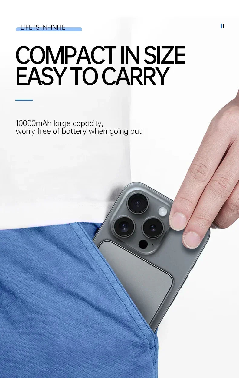VIVO 50000mAh Thin Magnetic Wireless Power Bank 22.5W Fast Charging Portable External  Battery for Magsafe For iPhone Samsung