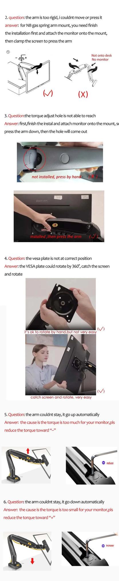 NB F80 + FP-2 Full Motion 360 Rotate Pivot 2-9kg Gas Spring Arm 10'-17' Laptop Tray Desktop Stand Clamp 10-90mm Grommet Hole