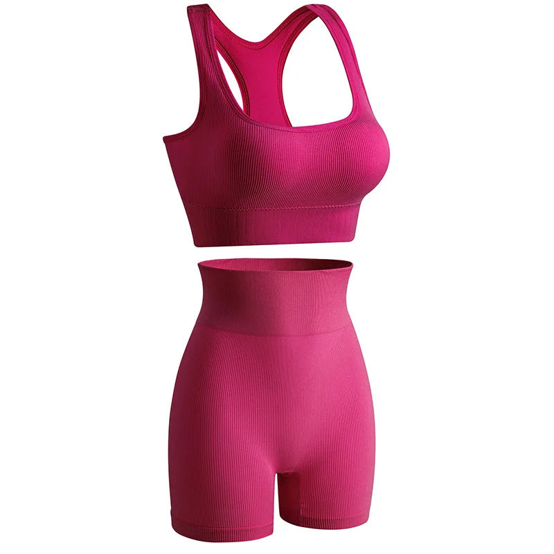 Dam Underkläderset – Sömlös BH & Trosor Crop Top Sport Yoga Fitness, 8 Färger M–XXL