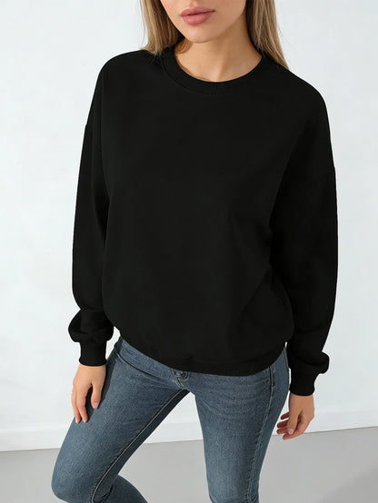 Women's Pullover Round-Neck Trendy Casual Sports Hoodie Top Base Layer Shirt, Versatile, Fashionable Round-Neck Hoodie