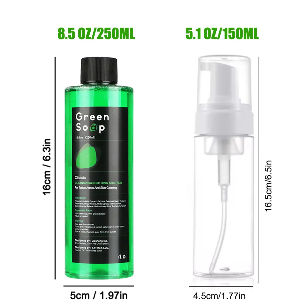 Ultra Concentrated Green Soap Tattoo Foaming Bottle – Tattoo Supplies for Tattoos, Piercings, Skin and Equipment Cleaning