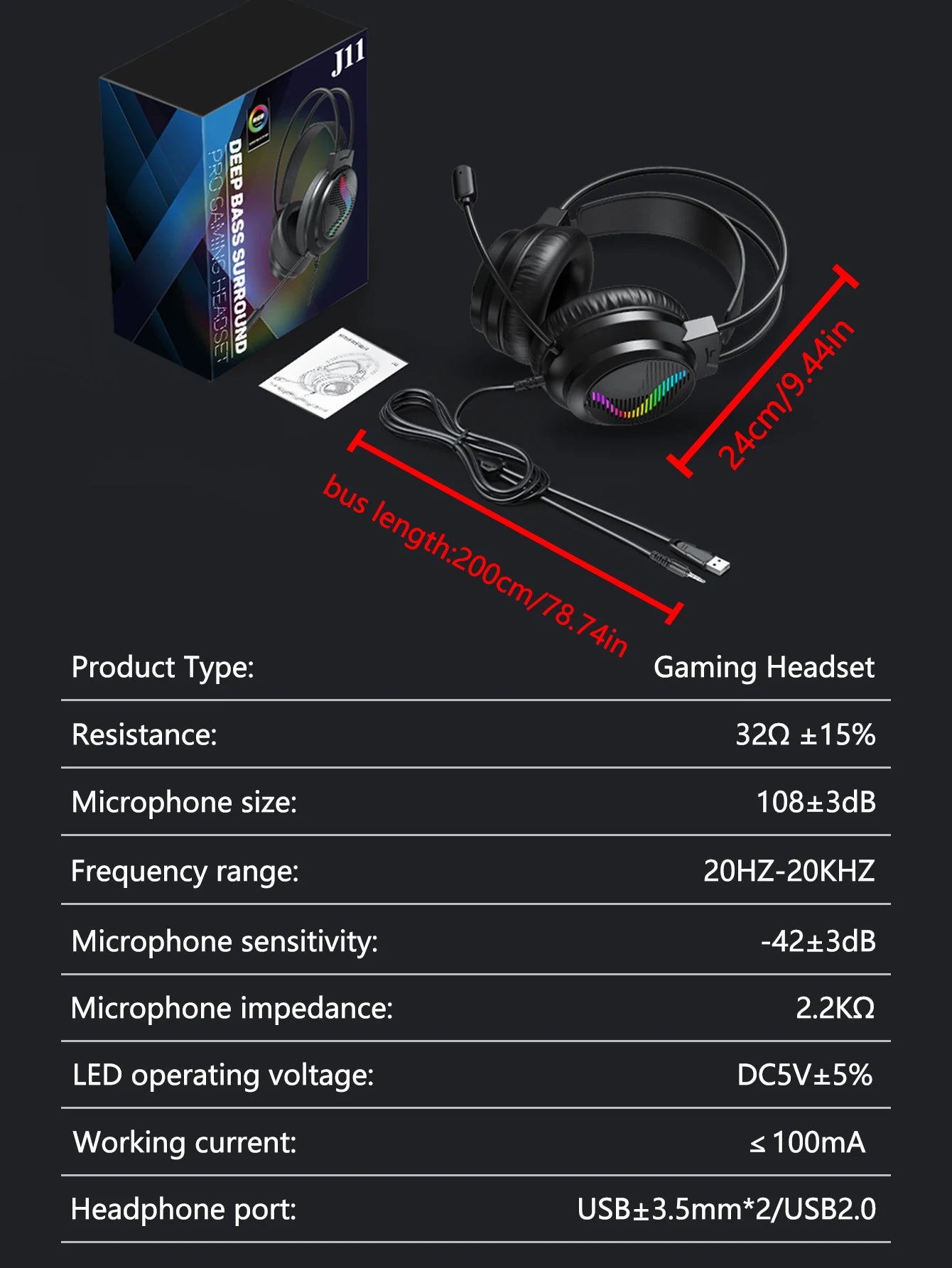 AKKHOO Gaming Headset 3,5mm RGB – 360° Roterbar Mikrofon Minnesskum CE/RoHS Internetcafé Gaming Svart Vit