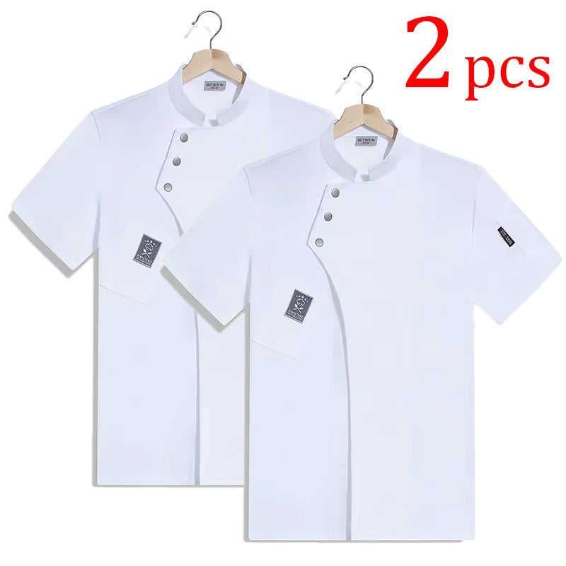 Catering Cooking White Shirt Restaurant Kitchen Chef T-shirt Baker Work Uniform Waiter Hotel Clothes Cook Jacket Cafe Overalls