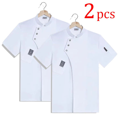 Catering Cooking White Shirt Restaurant Kitchen Chef T-shirt Baker Work Uniform Waiter Hotel Clothes Cook Jacket Cafe Overalls