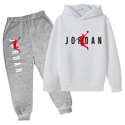 Kids Hoodie Basketball Letters Pullover 3-12Yrs Coat Sweatshirt+Pants Boy Girl Toddler Jogging Clothes Leisure Fashion Brand Set
