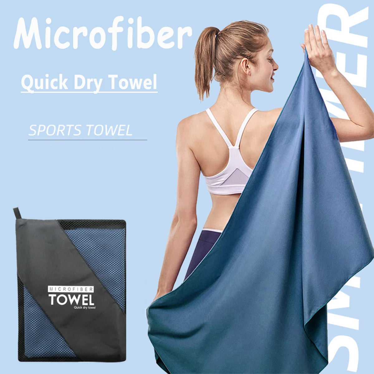 Microfiber Towels for Travel Sport Fast Drying Super Absorbent Bath Beach Towel Ultra Soft Lightweight Yoga Swimming Gym Towel