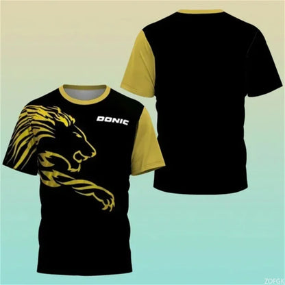 New Hot 3D Printing Boutique Table Tennis Shirt Training T-shirt Sweat Absorption Comfortable Top Badminton Sport Round Neck O N