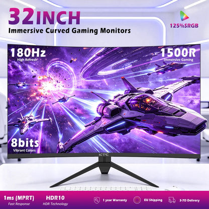 KTC H32S17 Gaming Monitor, 32-inch 2560x1440 QHD, 180Hz HVA Curved 1500R, 300cd/m2 Brightness, 125% SRGB, 1ms(MPRT) Response Time