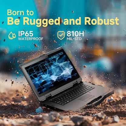 14 inch Rugged Laptop Windows 11 Pro, Heavy Duty Notebook Intel Core 32GB+256GB, WiFi 6  BT 5.1 Industurial Computer 1000 Nits