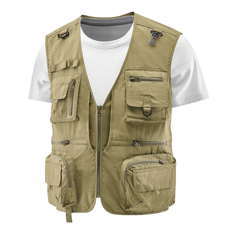 Fishing Vest Breathable Fishing Travel Mesh Vest with Zipper Pockets Summer Work Vest for Outdoor Activities