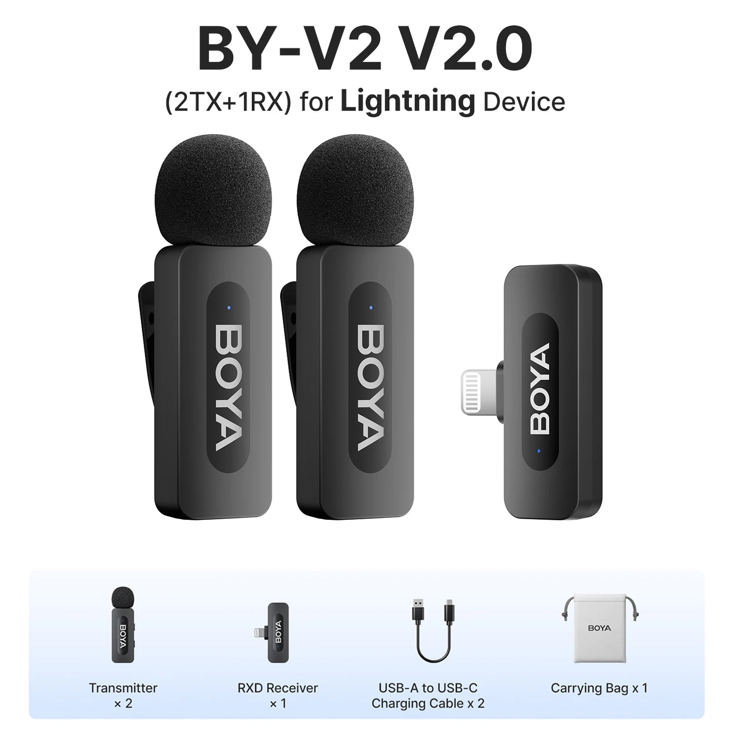 BOYA BY-V Professional Wireless Lavalier Mini Microphone for iPhone iPad Android Live Broadcast Gaming Recording Interview Vlog