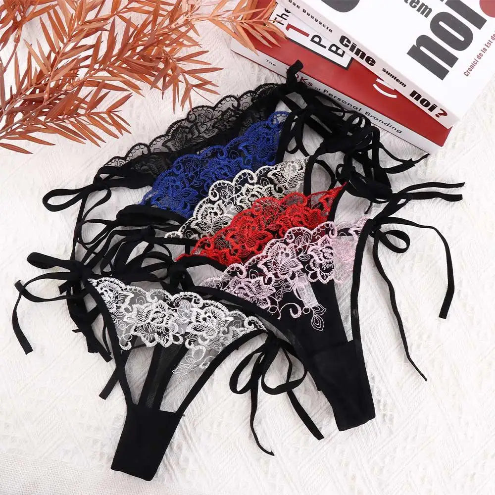 Ladies Women Embroidery Transparent Lingerie Lace Panties Underwear Panty Brief