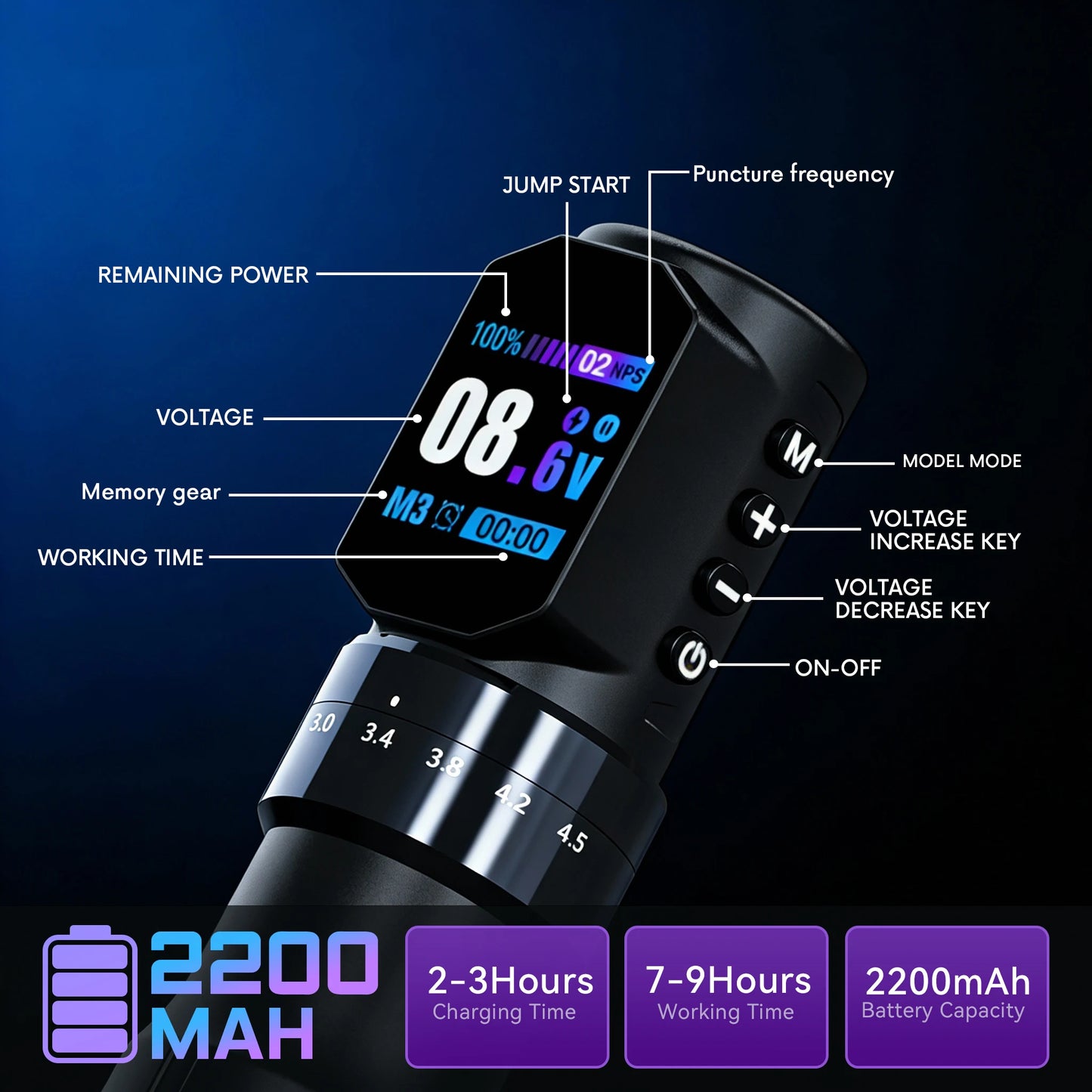 DM Tattoo Machnie Kit Tattoo Adjustable Stroke Wireless Tattoo Pen Coreless Brushless Motor   For Permanent Makeup