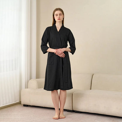 Unisex Kimono Badrock Lång – Lätt Mjuk Sommar & Höst Loungewear, 17 Färger M–3XL