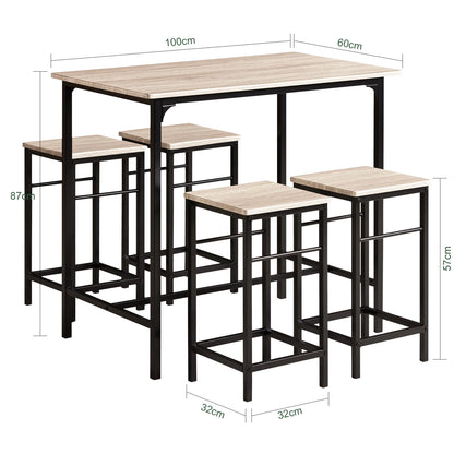 SoBuy OGT11 barbordsset med 4 barpallar – bord 100 × 60 cm