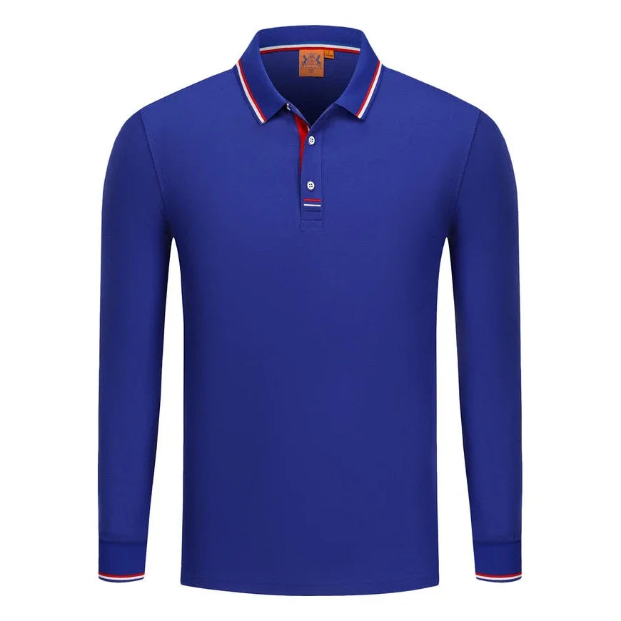 Långärmad Polo-shirt med Eget Tryck eller Logotyp – Unisex S–4XL (Asian)