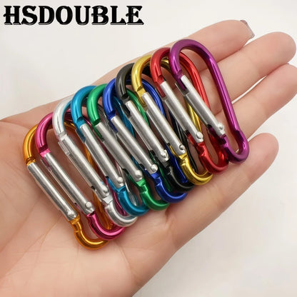 5-100Pcs Aluminum Carabiner Key Chain Clip Outdoor Camping Keyring Snap Hook Water Bottle Buckle Kit Climbing Accessories