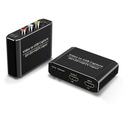 3-i-1 Capture Card USB-C – HDMI + AV/RCA + S-Video 1080p, Digitalisera VHS & Streama Live