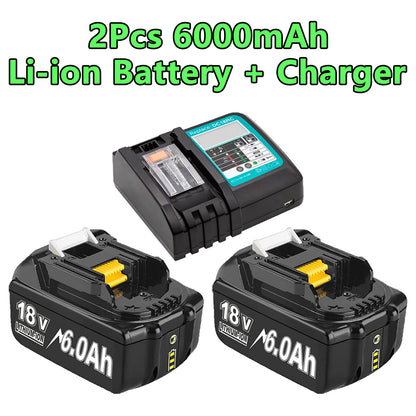 For Makita BL1830 Battery Rechargeable 6000mAh/9000mAh BL1840 BL1850 BL1860 18V Replacement With Single 4A/Dual 6A Charger