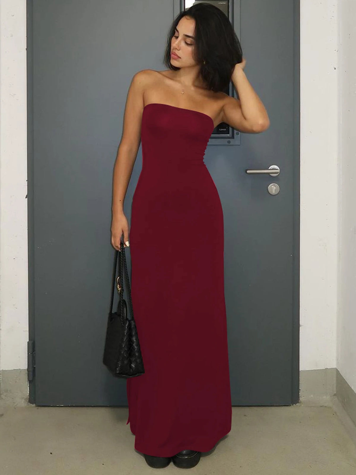 Hugcitar Axelbandsför Bodycon Maxiklänning – Långärmad, Sexig, Fest & Bal, XS–L