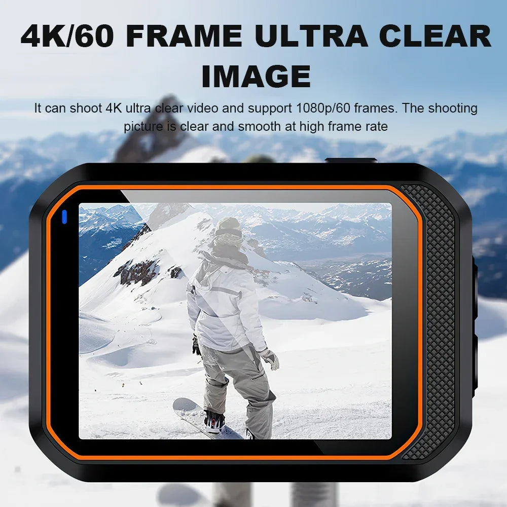 4K HD 60FPS Mini Camera Wifi Outdoor Sport 170° Wide Angle Action Kam Waterproof Bike Motorcycle Helmet Body Cam with LED Screen