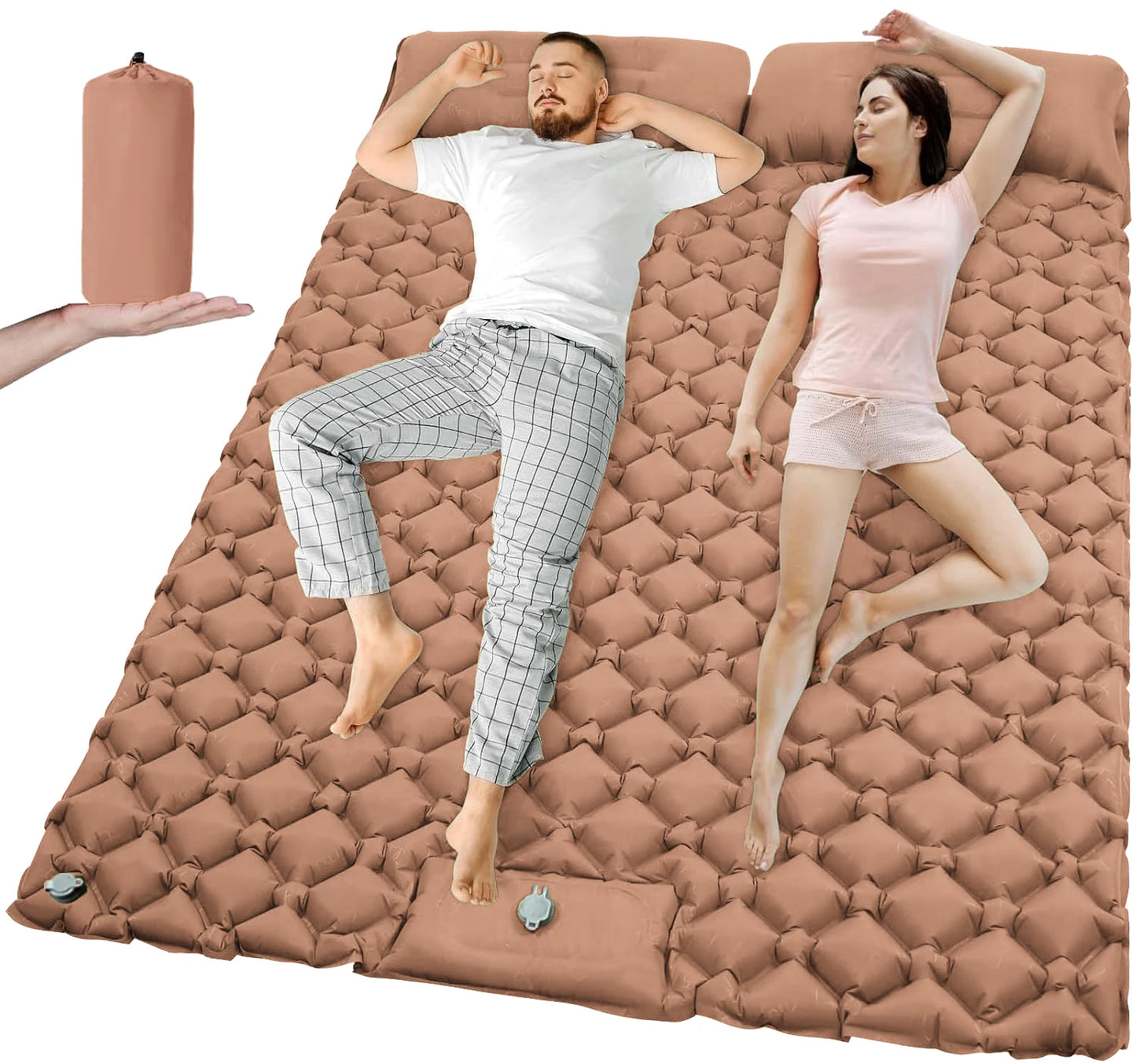 Uppblåsbar Campingmadrass T2312 – Extra Bred, Inbyggd Pump, TPU-Nylon, 8 Färger