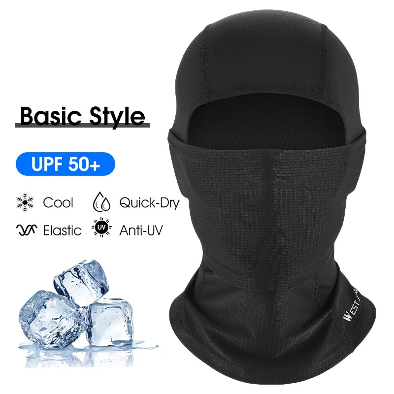 WEST BIKING Cool Men's Hat Summer Anti-UV Full Face Cover Motorcycle Balaclava Ice Silk Breathable Bike Helmet Mask Cycling Caps