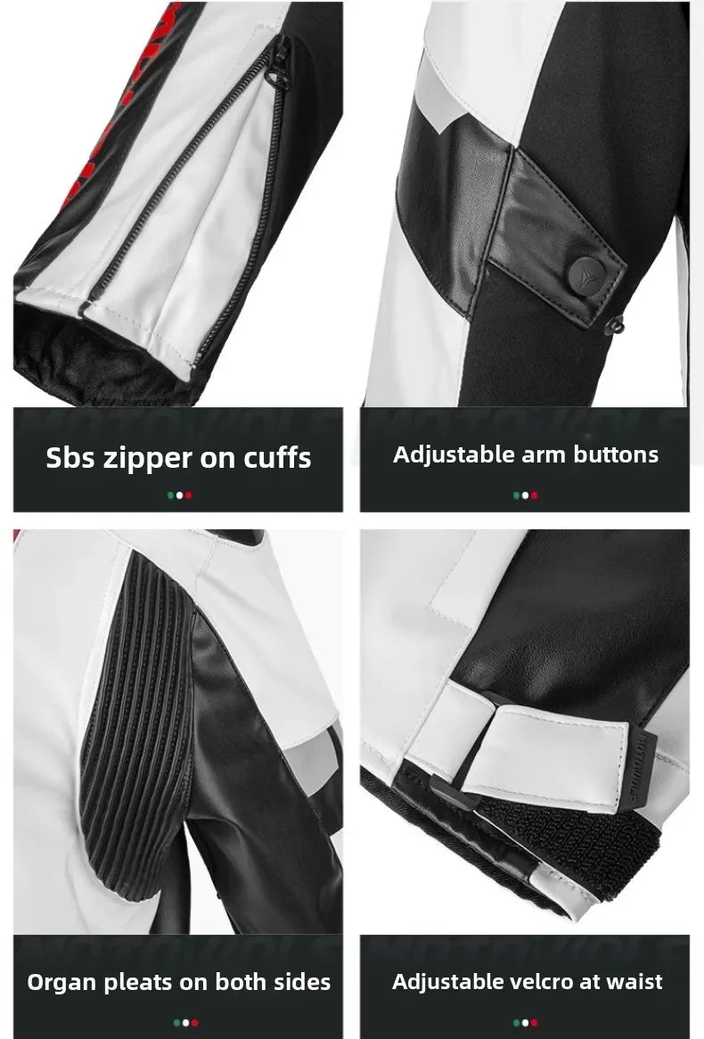 CE Certified Motorbike Leather Jacket for Men Autumn Winter Warm Windproof Riding Coat with Removable Liner Motorcycle Jacket