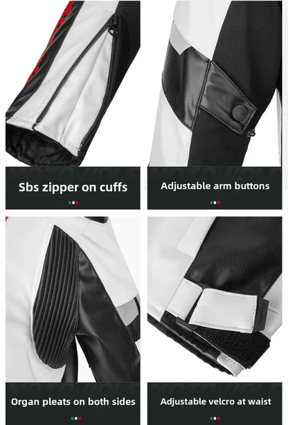 CE Certified Motorbike Leather Jacket for Men Autumn Winter Warm Windproof Riding Coat with Removable Liner Motorcycle Jacket