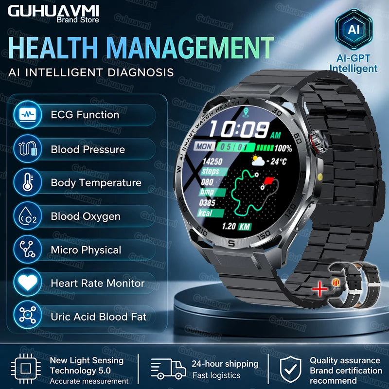 2026 New AI Health Care Accurate Detection ECG Smart Watch Blood Pressure lipids Uric Acid Analysis Bluetooth Call Smart Watches