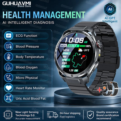 2026 New AI Health Care Accurate Detection ECG Smart Watch Blood Pressure lipids Uric Acid Analysis Bluetooth Call Smart Watches