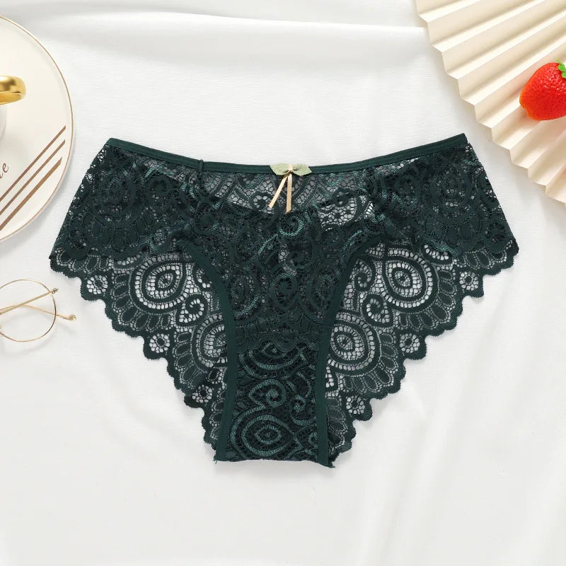 Meet'r Women Sexy Lace Panties Low-Rise Temptation Lingerie Female G String Transparent Underwear Hollow Out Briefs Intimates