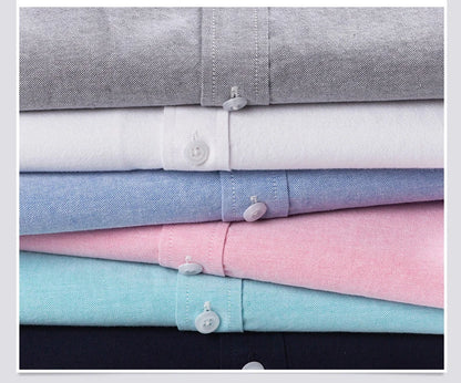 Summer 100% Cotton Oxford Men's Dress Shirts White Short Sleeve Embroidery Soft Comfortable Slim Fit Business Man Casual Shirts