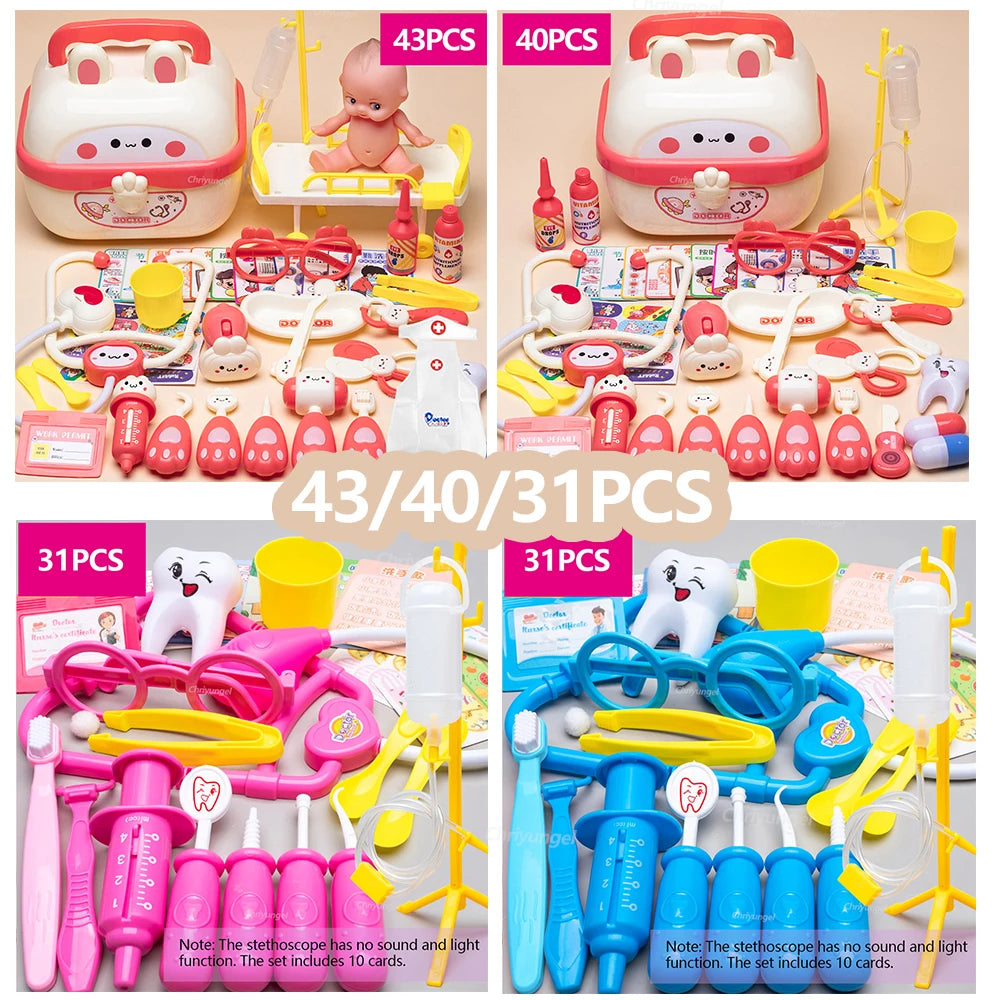 Doctor Toys for Kids 43/40/31PCS  Role Play Kit Medical Toys Hospital Nurse Dentist Educational Toy Gift for Boys Girls