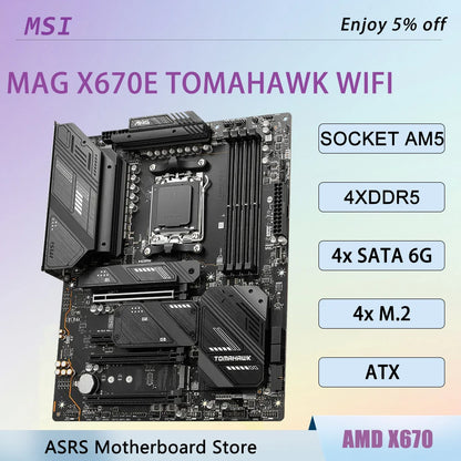 MSI MAG X670E TOMAHAWK WIFI AMD X670 Motherboard AM5 Support Ryzen 9 9950X3D 7 7800X3D 5 9600X 7 9700X 7 9800X3D DDR5 256GB ATX