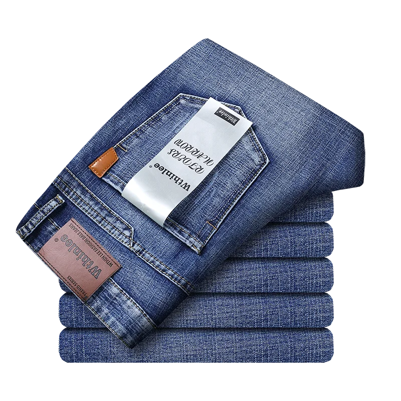 Classic Business Casual Jeans Men 2026 New Fashion Blue Slim Stretch Denim Trousers Male High Pants Men Clothing