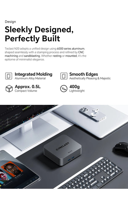 Teclast N20 Mini PC Intel N5095 11:e gen 16GB RAM 512GB SSD – 4K Windows 11 Pro WiFi 6 Kompakt Hemmakontor Desktop