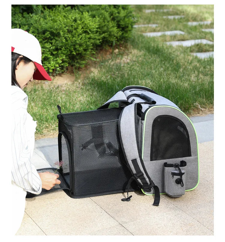 Cat Carrier Backpacks Expandable Cat Backpack with Shade Cover, Breathable Mesh Pet Carrier Backpack Bag for Travel Hiking Campi