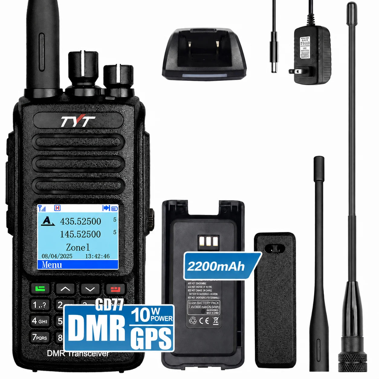 TYT MD-UV390 Dual Band DMR Two Way Radio VHF UHF Digital Analog Handheld Walkie Talkie GPS IP67 3000 Channels