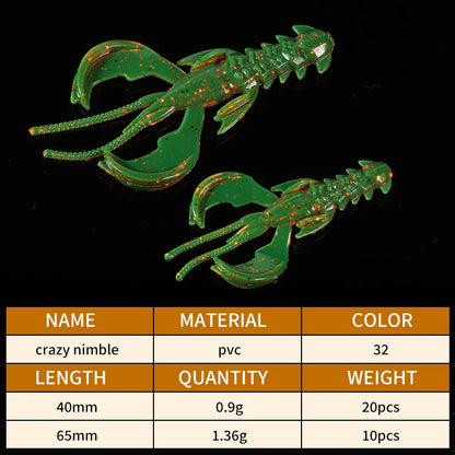 Supercontinent Crazy Lures 65mm/10pcs 40mm/20pcs Soft Lure Fishing Lures Shrimp Lobster Soft Plastic Lure Fishing Lures
